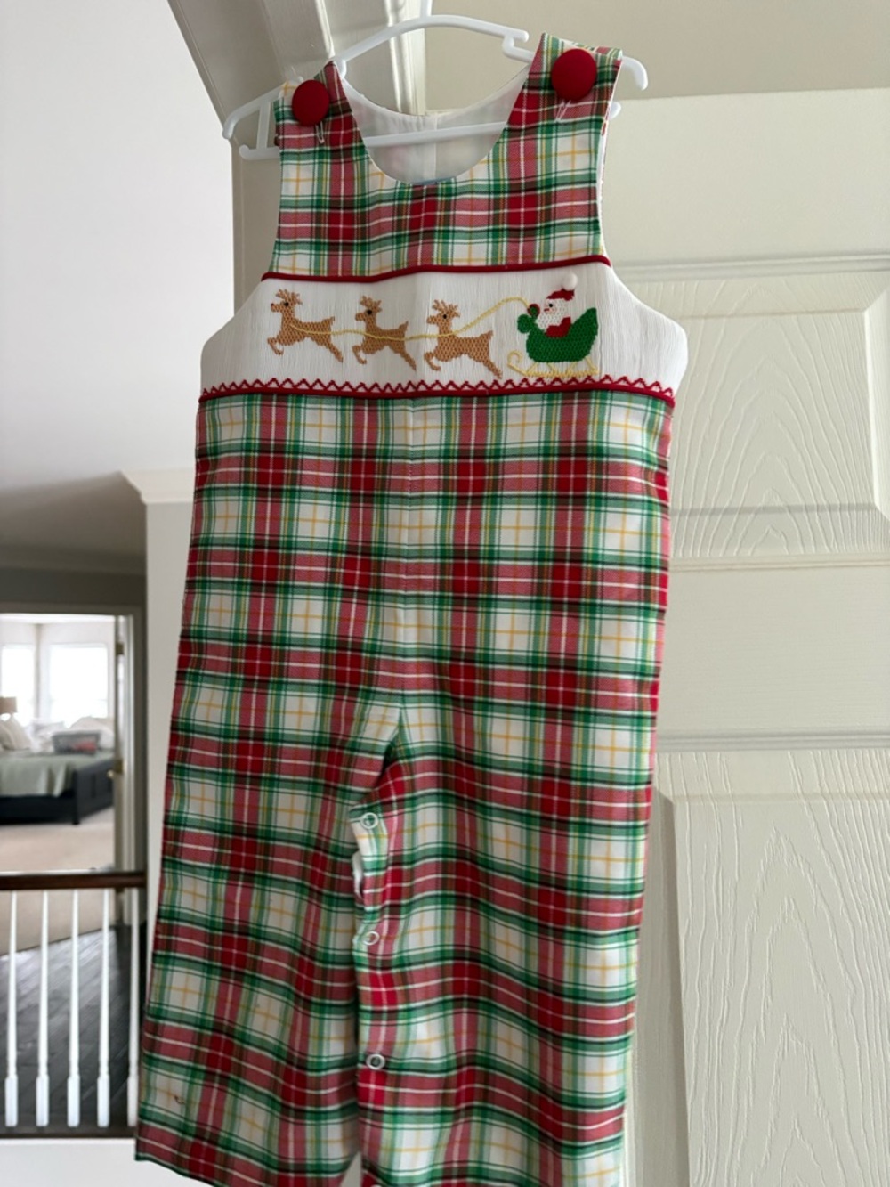 12-18months- smocked Christmas romper